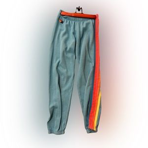 S TEAL AVIATOR NATION SWEAT PANTS WITH RAINBOW STRIPE